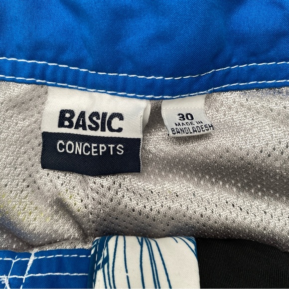 Men's Basic Concepts White/Blue/Yellow Floral Boardshorts Swim Shorts Size 30 - Picture 6 of 11